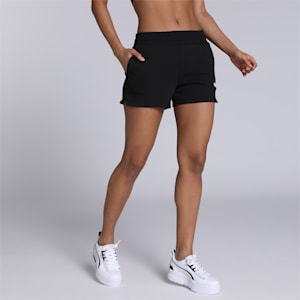 Women's Regular Fit 4" Sweat Shorts, Puma Black, extralarge-IND